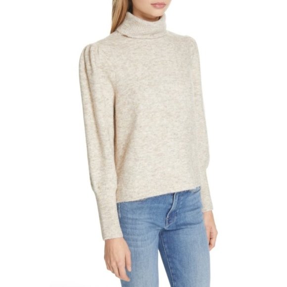 FRAME Denim Swingy Oatmeal Turtleneck Sweater L - Picture 3 of 9